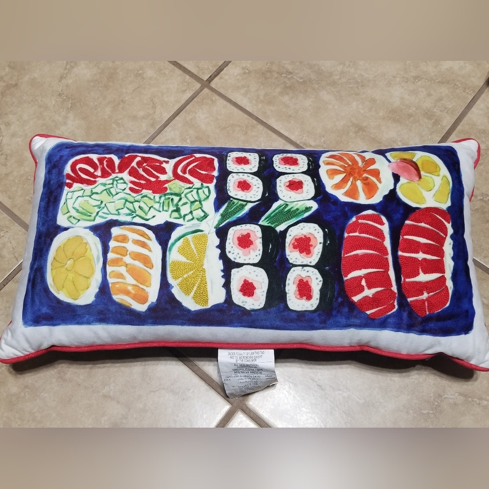 Jie Liang Sushi Platter 12 x 22 Inches Decorative Pillow [NO TAGS]